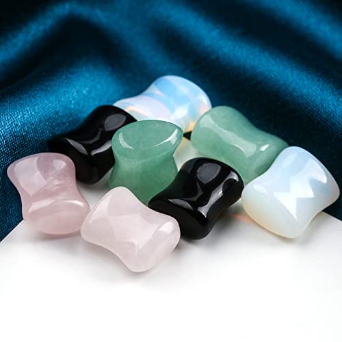 Natural Stone Ear Plug Stretching Gauges Kit, 8Pcs Mixed 6G-16G Drop-Shaped Ear Gauges Plugs Unisex Earrings Body Piercing Jewelry4