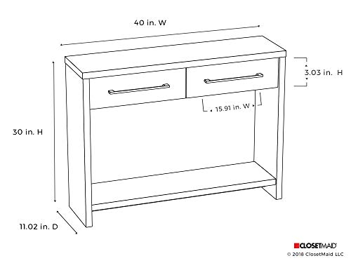 Closetmaid 1662 Console Table With 2 Storage Drawers, Black Walnut #TOP4