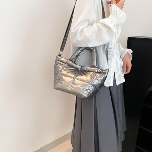 Mini Puffer Tote Bag Quilted Crossbody Bags for Women Puffy Bucket Bag Puffer Shoulder Handbag Bubble Purse Work Travel3