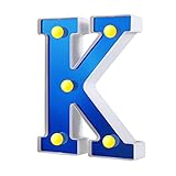 Samapet Light Up Letters Led Marquee Letters Light Signs Alphabet Night Lights for Home Cafe Bar Party Wedding Birthday Christmas Decoration, Battery Operated, Royal Blue Mirrored Surface - K