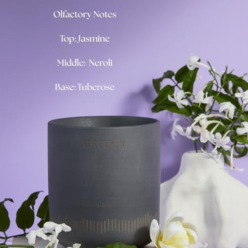 CAFTARI Luxury Aromatherapy Candle | Jasmine, Tuberose &amp; Neroli Scented | 60 Hour Burn | Clean Coconut Soy Wax | Vegan, Gift-Ready Candle for Sleep &amp; Home Spa Feel | Nidra