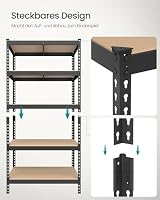 SONGMICS Schnelle Montage, Schwerlastregal 2er Set, Standregal, Lagerregal, Küchenregal, Regal, 5 Ablagen, 45 x 90 x 180 cm, bis 875 kg belastbar, für Keller, Küche, Arbeitszimmer, schwarz GLR452B01 – Ansicht 6