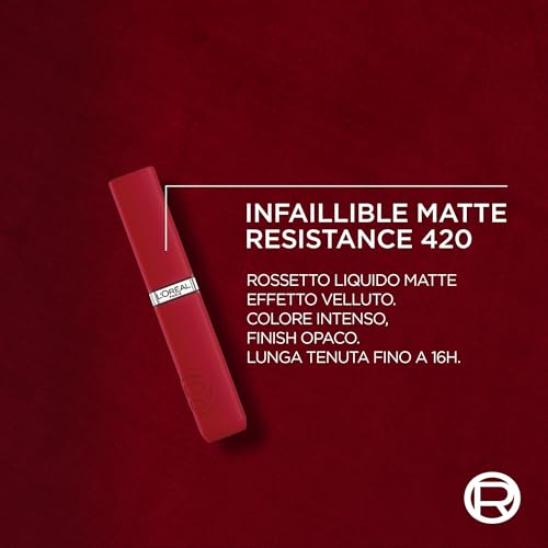 L'oréAl Paris Pochette Regalo Make Up Con Rossetto Infaillible Matte Resistance E Matita Labbra Color Riche, Per Un Look Festivo, Con Elegante Pochette Nera, 420 True Romance, 300 Le Rouge Paris - 5