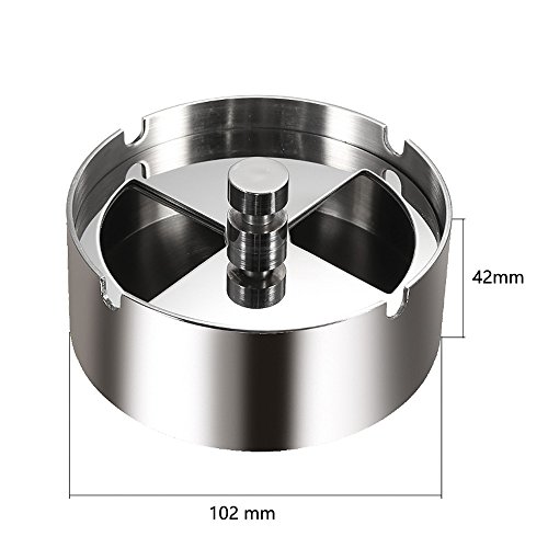 KKmoon Cinzeiro giratório redondo de aço inoxidável de alta qualidade com bandeja giratória Cinzeiro