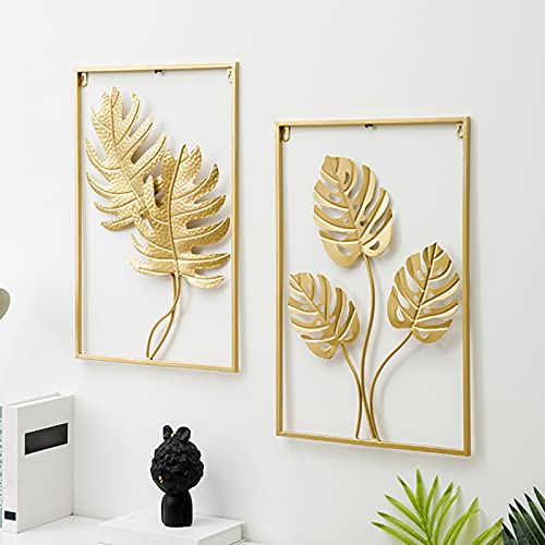 Feuille D'or Art Mural En Métal, Décor D'œuvres D'art En Fer, 15,7 Pouces × 23,6 Po. Accents Muraux Décoration Murale En Métal Pour Salon Porche Chambre,B Cover