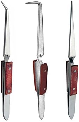 (Pack of 2) Bundle: Cross Lock Fiber Grip Soldering Tweezers Set - 6.5 Solder Tweezers (Approx. 45-Degree Angle), 6 Solder Tweezers (Approx. 90-Degree Angle) & 6.5 Straight Solder Tweezers