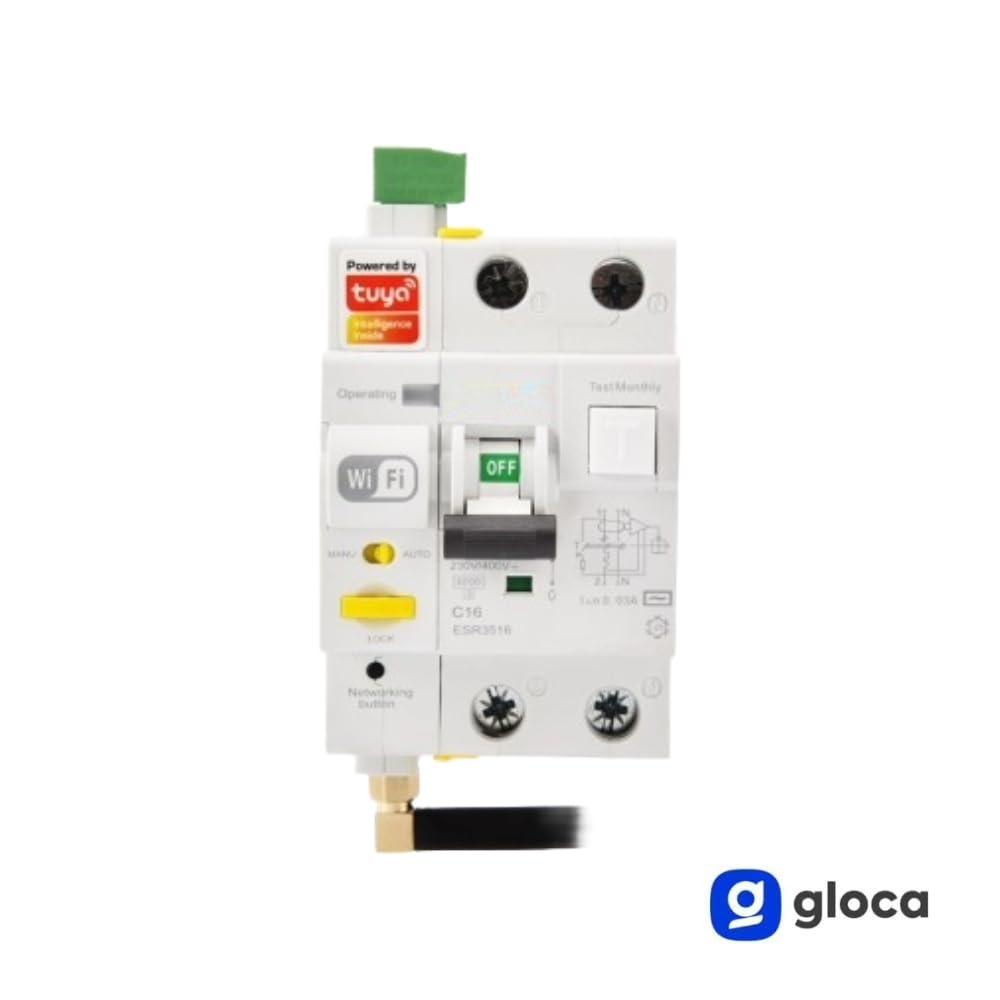 gloca Differenziale Magnetotermico Wi-Fi Smart Con App Tuya Smart RCBO Riarmo Automatico Tramite APP 3M 1PN 16A 6KA 30mA 220V
