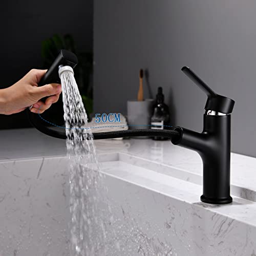 Robinet de salle de bain extractible avec 3 modes de sortie d'eau