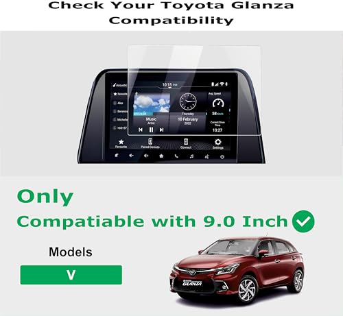 Image of OHAYO 9H Hard Screen Protector for Toyota Glanza 2023 Facelift V Model 9 Inch Infotainment Display | Scratch Resistant, Military Strength, Water Resistant, Anti Fingerprint | Bubble Free Fit Car Touchscreen Guard (Not Tempered Glass)