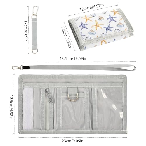 ALAZA Kids Wallets for Boys Girls Toddler Trifold Wallet Children Small Watercolor Shells White with Zipper Coin Pocket3