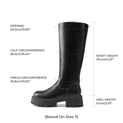 DREAM PAIRS Knee High Boots, Comfortable Chunky Platform Round-Toe Side Zip Boots for Women,Size 8,Black,SDKB2301W