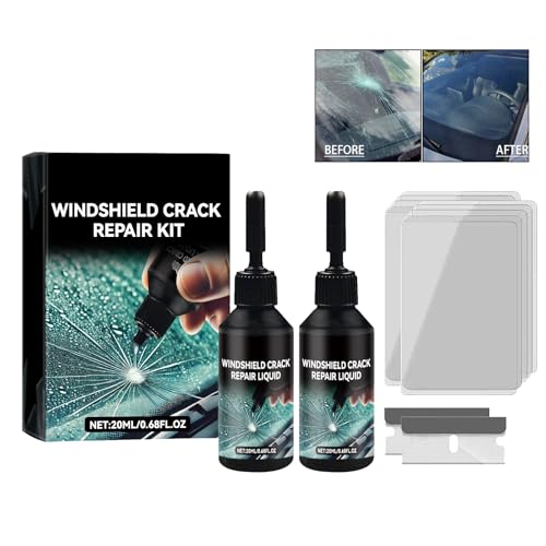 2025 New Windshield Crack Repair Kit, Premium Windshield Repair Kit, Quick Glass Repair Liquid, Cracks Gone Glass Remover Fluid for Quick Fix Windshields, Windows, Mirrors, All Crack Types(2pc)