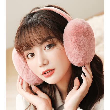 Image of Girl Winter Earmuffs Outdoor Wear Soft Faux Fur Plush Ear Warmer Minnie Design Windproof Woolen Warm Ear Muff Men & Women (Freesize)