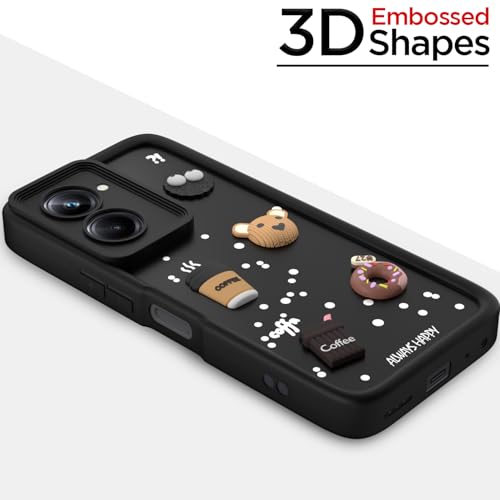 Image of Pikkme Back Cover for Realme 10 Pro 5G | Cute Fun Cartoon 3D Bear Silicone Full Body Protection Bumper Case (Black)