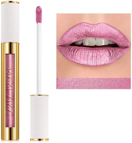 MAKI YIKA Pink Lipstick for Women Metallic Liquid Lipsticks Long Lasting