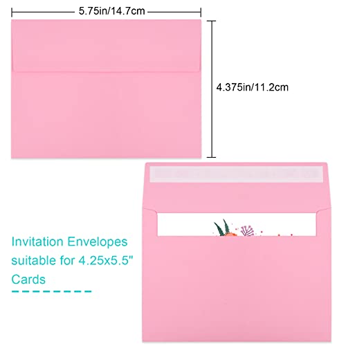 Image of 70 Packs of Invitation Envelopes, A2 Envelopes Pink Postcard for 4.5x5.5 Cards for Invitations, Self Seal for Photos RSVP, Greeting Cards