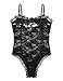 moily Sexy Men's Sheer Mesh Sissy Lingerie Floral Lace Bodysuit Thong Leotard Nightwear Black XX-Large