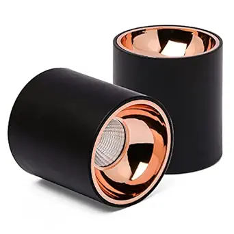 Harold Electricals 12W Black Body Antiglare Surface Cylindrical Downlight COB Spotlight for Home, Office, Showroom, Studio, Indoor & Outdoor Lighting - Warm White Light( Rose Gold Reflector) Pack of 1