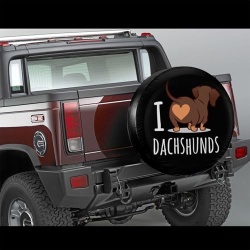 Image of Delerain I Love Dachshunds Spare Tire Covers for Jeep RV Trailer SUV Truck and Many Vehicle, Wheel Covers Sun Protector Waterproof (16 Inch for Diameter 29 inch-31 inch)