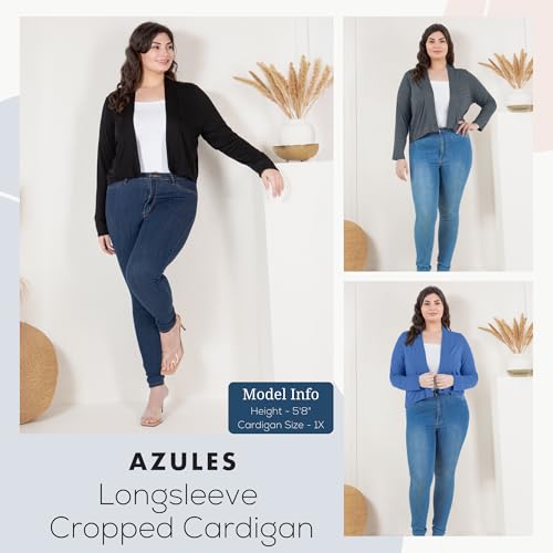Image of Azules Cropped Cardigan for Women, Open Front Drape Lightweight Sweater Long Sleeves Women's Cardigans