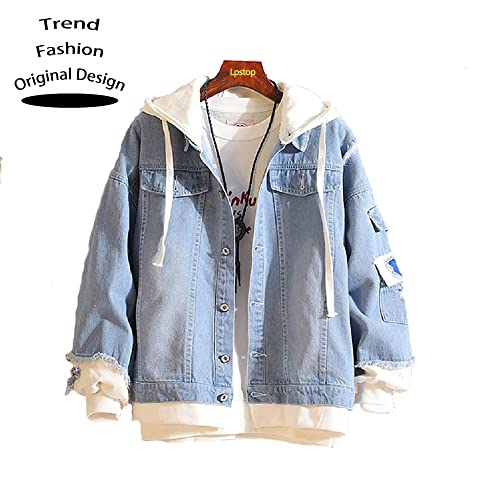 Lpstop Red Rose Flower Print Denim Jacket Graphic Hoodie Y2K Lightweight Jacket for Teen Adult2