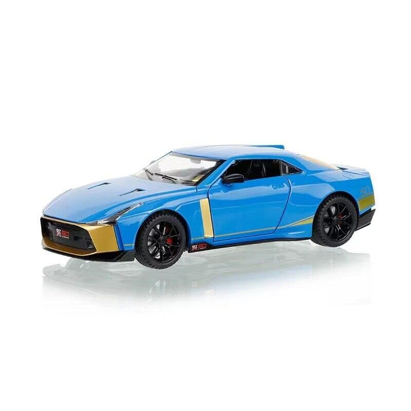 Image of Diecast GT R-50Toy Car 1:24 Scale Model,Pull Back Vehicles Alloy Simulation Supercar with Lights and Sound Also for Car Dashboard,Kids,Adult (Blue)