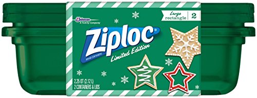 Ziploc Limited Edition Holiday Large Rectangular Container, Green, 2 Count