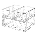 Vtopmart 3 Pack Stackable Storage Drawers, Easily Assemble Acrylic Bathroom Undersink Organizers,Clear Plastic Storage Bins for Closet,Cabinet,Pantry,Medicine Organization