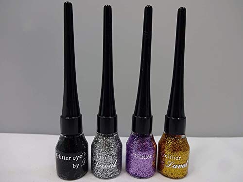 Eyeliner à paillettes Laval lot de 4 maquillage yeux violet doré argenté noir