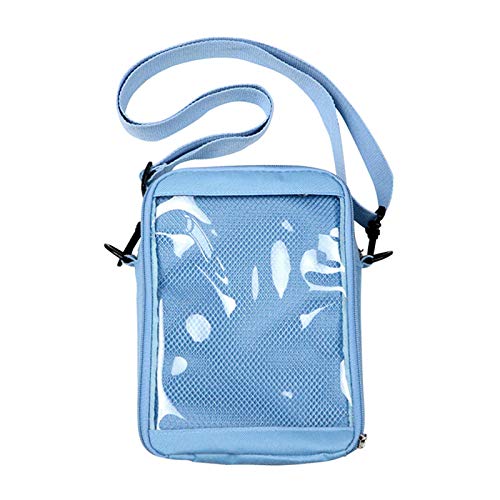 Vensivy Ita Bag DIY Transparent Crossbody Anime Pins Bag Shoulder Messenger Itabag Comic Anime Satchels (Blue)