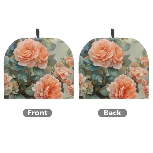 Image of Orange Peony Tea Pot Cozy for Keeping Warm Soft Tea Insulated Cosy Breakfast Warmer for Coffee,Dust Proof Teapot Dust Protector Kitchen Decorative Designed in England
