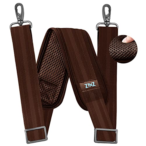 Image of ZINZ 79 inch Shoulder Strap, Extra-thick Fixed Cushion Pad and Dual Clasps Universal Replacement Strap with Metal Swivel Hooks for Laptop Bags, Luggage Bags, Camera, Crossbody (200cm,Brown)