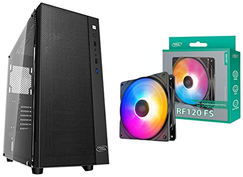 Image of DEEPCOOL MATREXX 55 MESH Mid-Tower EATX Computer Cabinet /Gaming Case - Black | 4mm Tempered Glass| 4 x SSD and 2 x HDD Slot & DEEPCOOL RF120 FS 120 mm Case Fans /Cooler