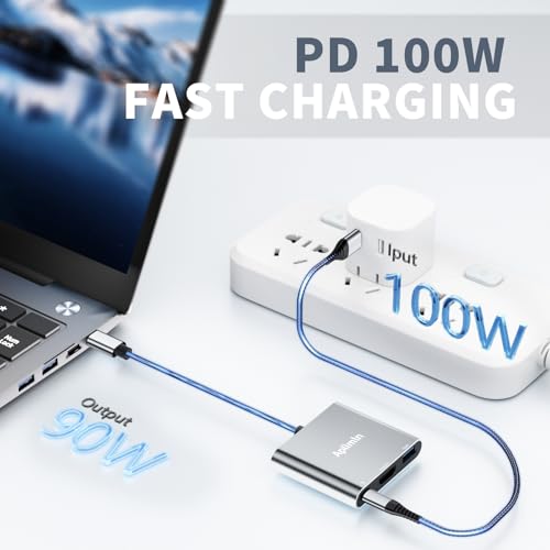 Image of USB C to HDMI Adapter, 4K@60Hz HDMI to USB-C Adapter with USBA 3.0 & 100W PD Port Multiport Digital AV Converter for MacBook Pro /Air, iPad, iPhone 15 /16, Tablets, Switch, TV, Monitor and More