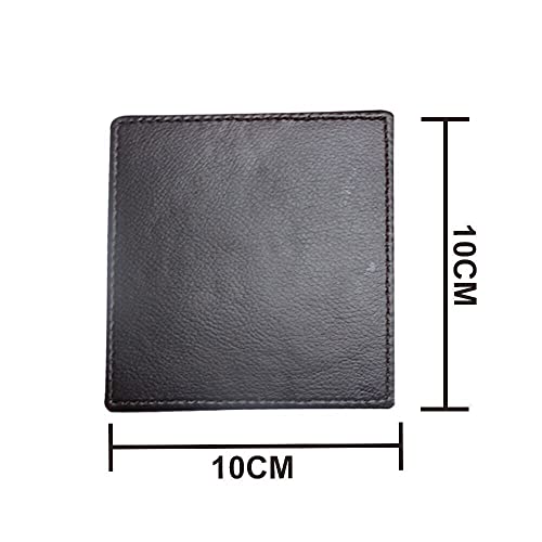 Square Tea Coasters pack of 6 with holder for bar home, office, Genuine/Real Leather, Non-Slip, Heat Resistant Coasters - Image 3