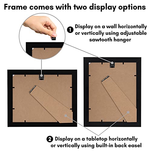 Americanflat 8X10 Picture Frame In Black - Displays 5X7 With Mat And 8X10 Without Mat - Composite Wood With Shatter Resistant Glass - Horizontal And Vertical Formats For Wall And Tabletop #TOP5