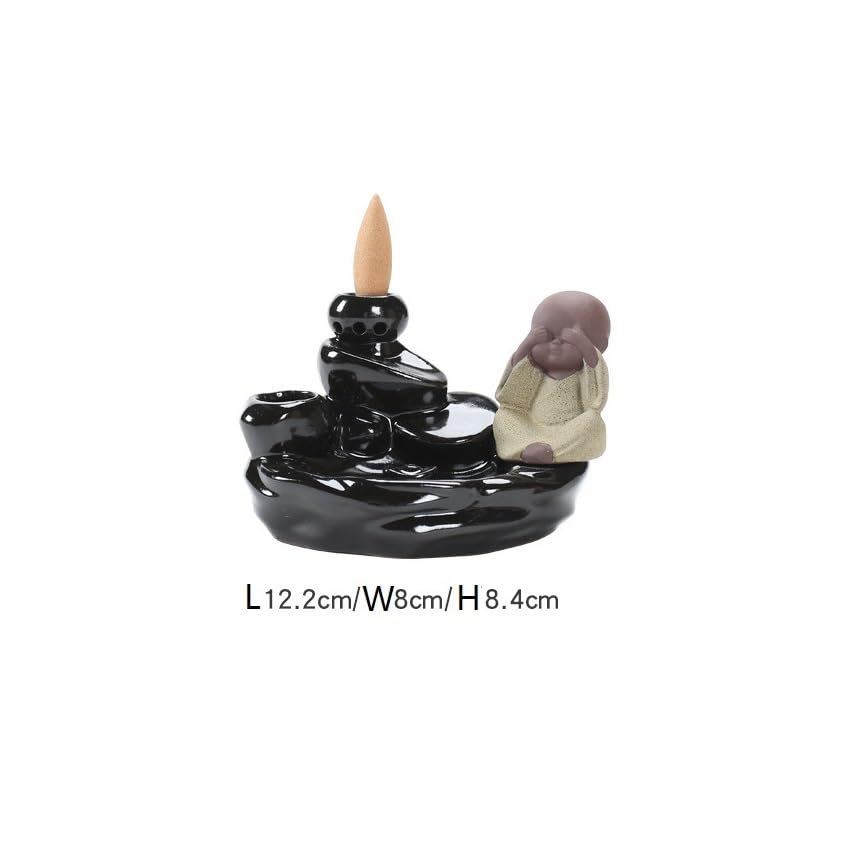 Portaincenso Bruciatore di incenso in Ceramica di riflusso del Piccolo Monaco Bruciatore di Legno di Sandalo Arredamento Creativo for la casa Bruciatore di Incenso(B)