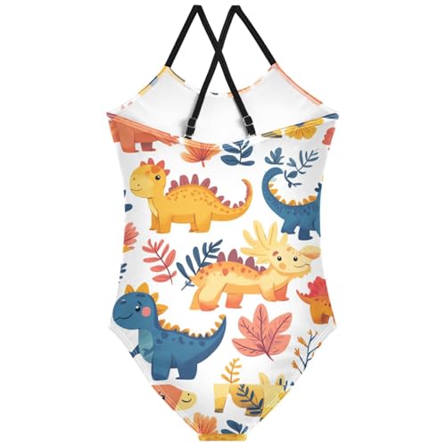 Pigsaly Girls One Piece Swimsuits Cute Dinosaurs Aniamls Kids Cross Back Swimwear Toddler Beach Sport Bathing Suit 3T2