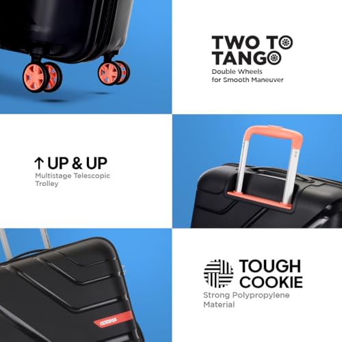Image of American Tourister Upland Sport 79 CM Large Check-in Luggage, Polypropylene (PP) Hardside 8 Wheels Spinner Luggage with Combination Lock, Suitcase /Trolley Bag for Travel - Black