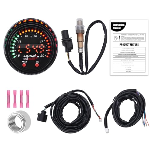 KAOLALI 30-0300 X-Wideband UEGO AFR-Sensor Controller-Anzeige, 30-0300 X-Series Anzeige des AFR-Sensor-Controllers Gauge 30‑0300 Luft-Kraftstoff-Verhältnis 52 mm (2-1/16”) Anzeige Auto