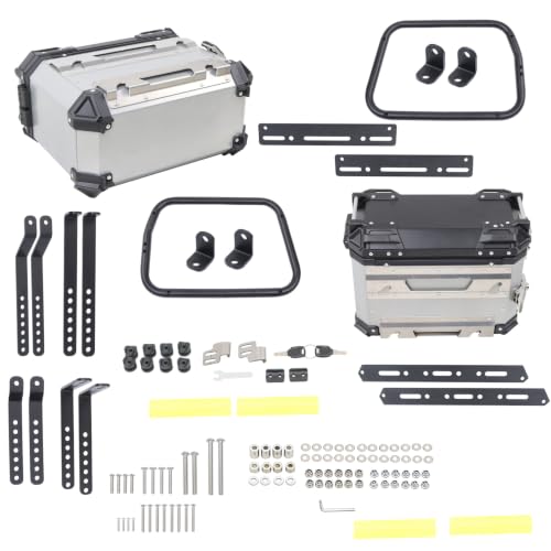 Alforjas laterales rígidas para motocicleta, caja portaequipajes lateral, tronco tipo maleta, color plata, capacidad 36 L