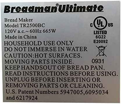 breadman tr2500bc bread pan