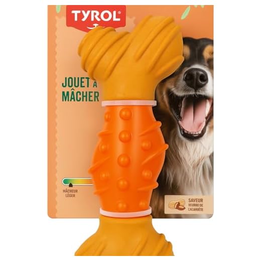 Tyrol – Juguete de Perro de bambú – Juguete para Perro – Masa de Dientes y encías – con Fibra de bambú y Goma – Resistencia Suave para mascadores Ligeros – Sabor Mantequilla de Cachuet – 20 cm