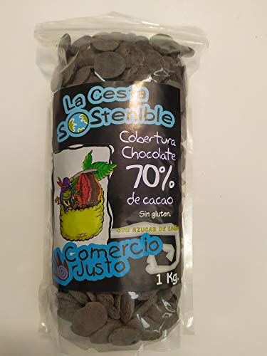 2 UNIDADES DE 1KG DE COBERTURA DE CHOCOLATE 70% DE CACAO DE COMERCIO JUSTO LA CESTA SOSTENIBLE.