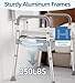 HOMLAND Bedside Commode with Padded Seat and Backrest, Aluminum Commode Toilet with Bucket, Easy Cleaning Portable Toilet for Adults and Seniors, 350 lb Capacity Enhanced Crossbar