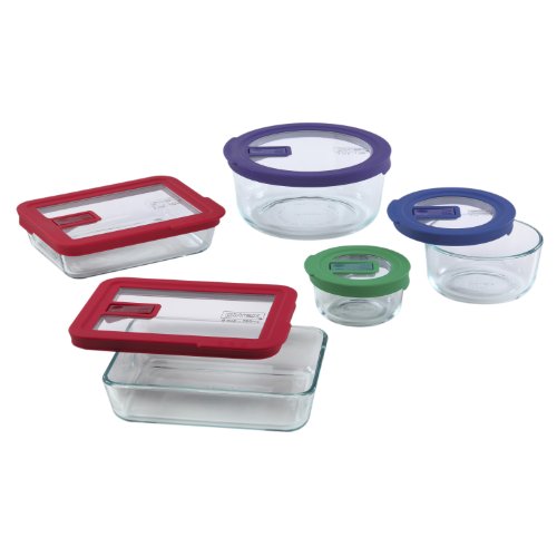 Pyrex No-Leak Lids 10-Piece Glass Food Storage Set