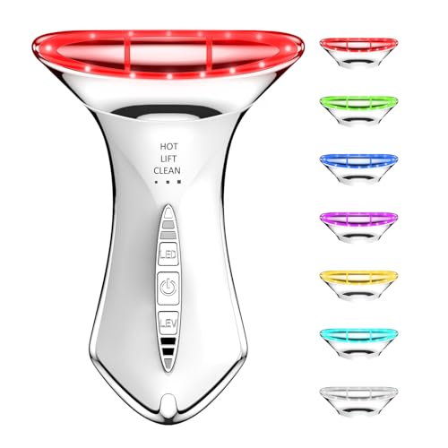 Neck and Face Sculptor with 7-in-1 Led for Skin Care,Water Resistant True Beauty Glow Facial Massager (White)