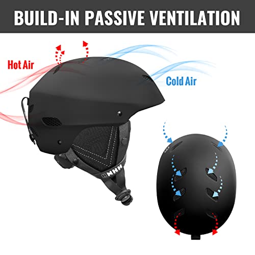 Nhh Ski Helmet Snowboard Helmet - Snow Sports Helmet Goggles Compatible Removable Liner And Earpads For Men Women And Youth (M, Black) #TOP3