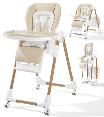 Mallify Foldable High Chairs for Babies and Toddlers, 3-in-1 Convertible Baby High Chair with...