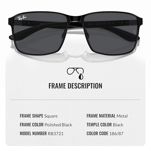 Ray-Ban RB3721 Square Shaped Sunglasses for Men & Women with Official RAYBAN Eyewear Kit3